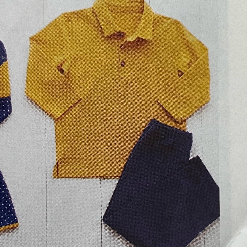Shrimp & Grits Kids Boys Mustard Polo Top